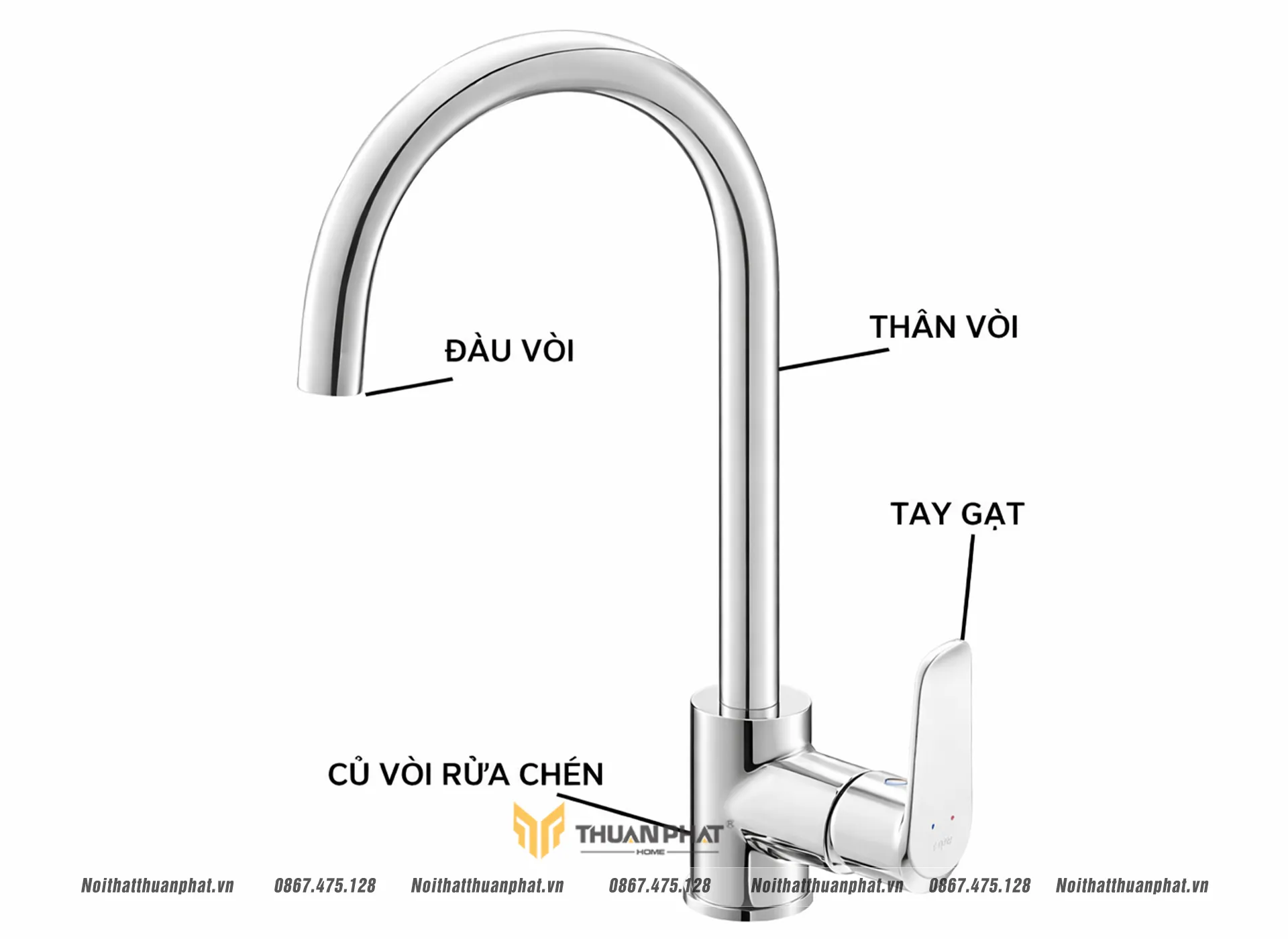 Cấu tạo vòi rửa bát cố định