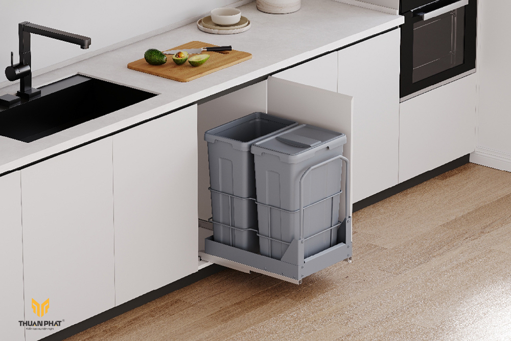Thùng rác âm tủ bố trí dưới khoang chậu rửa