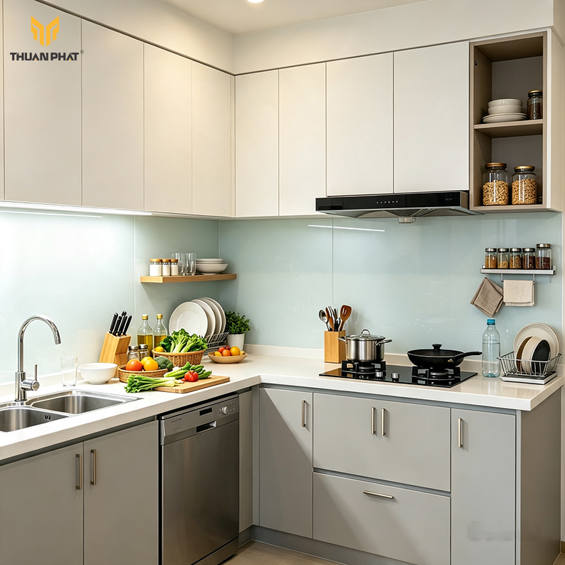 Bố trí chậu bếp và máy rửa bát khu Hàng Mã Hoàn Kiếm