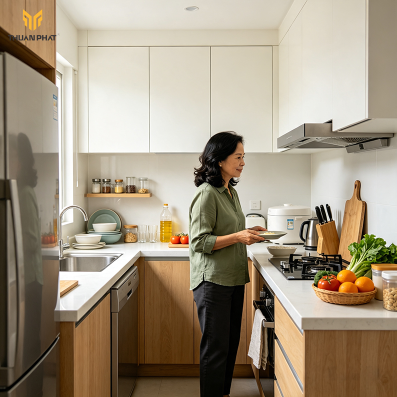Mẫu tủ bếp chữ I tại Đồng Xuân phường Hoàn Kiếm