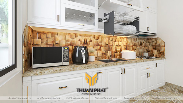 Chi tiết công năng tủ bếp MDF phun sơn trắng MDF15