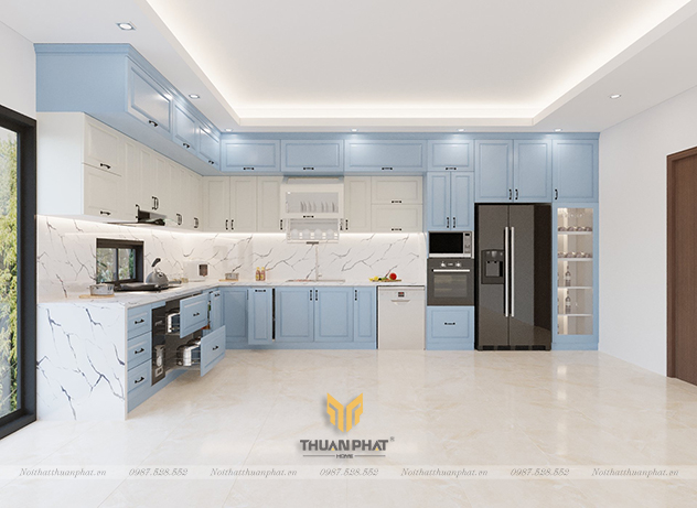 Tủ Bếp Gỗ Công Nghiệp Cho Chung Cư Đẹp, Gọn