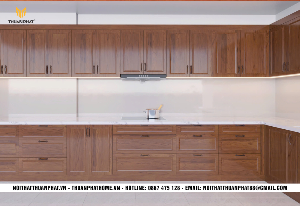 Tủ bếp gỗ sồi đẹp gồm Sồi Nga và Sồi Mỹ tại Thuận Phát