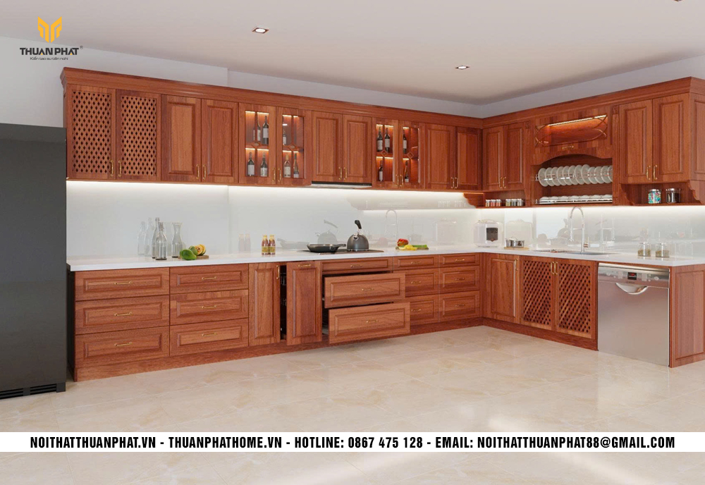 Tủ Bếp Gỗ Gõ Đỏ GD01