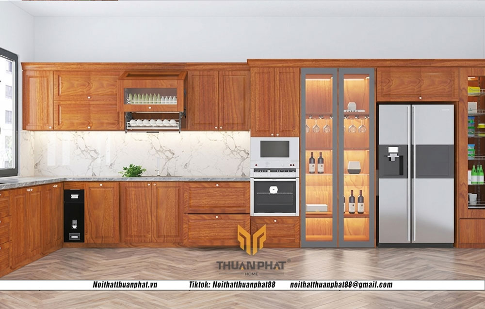 Báo giá tủ bếp gỗ Xoan Đào Sapelli nhập khẩu tại Thuận Phát