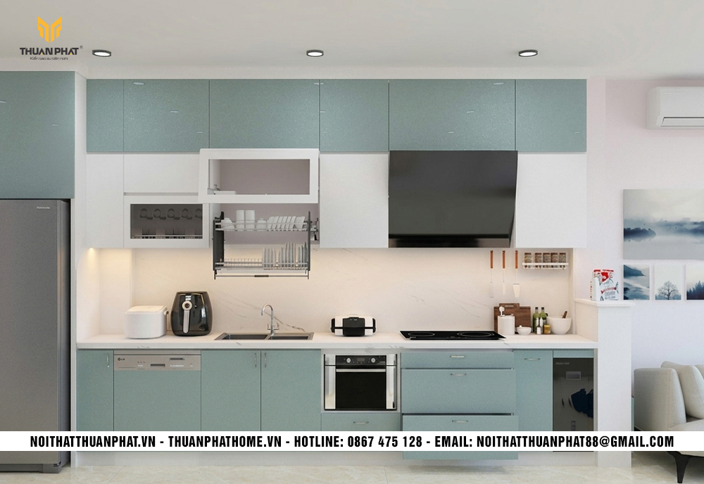 Tủ bếp nhựa Picomat cánh Acrylic hiện đại nhà chị Hiền Hồng Hà