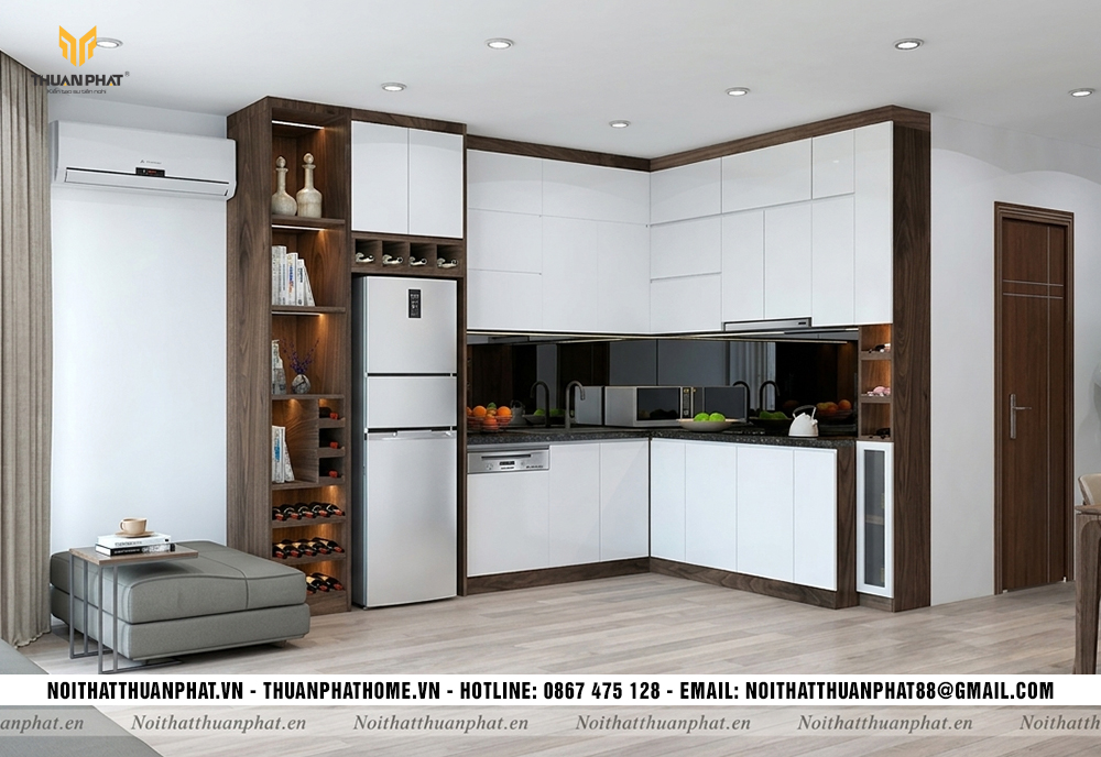 Tủ bếp MDF phủ Acrylic hiện đại tại Thanh Xuân Hà Nội