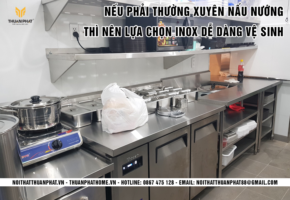 Tủ Bếp INox dễ vệ sinh lau chùi rửa