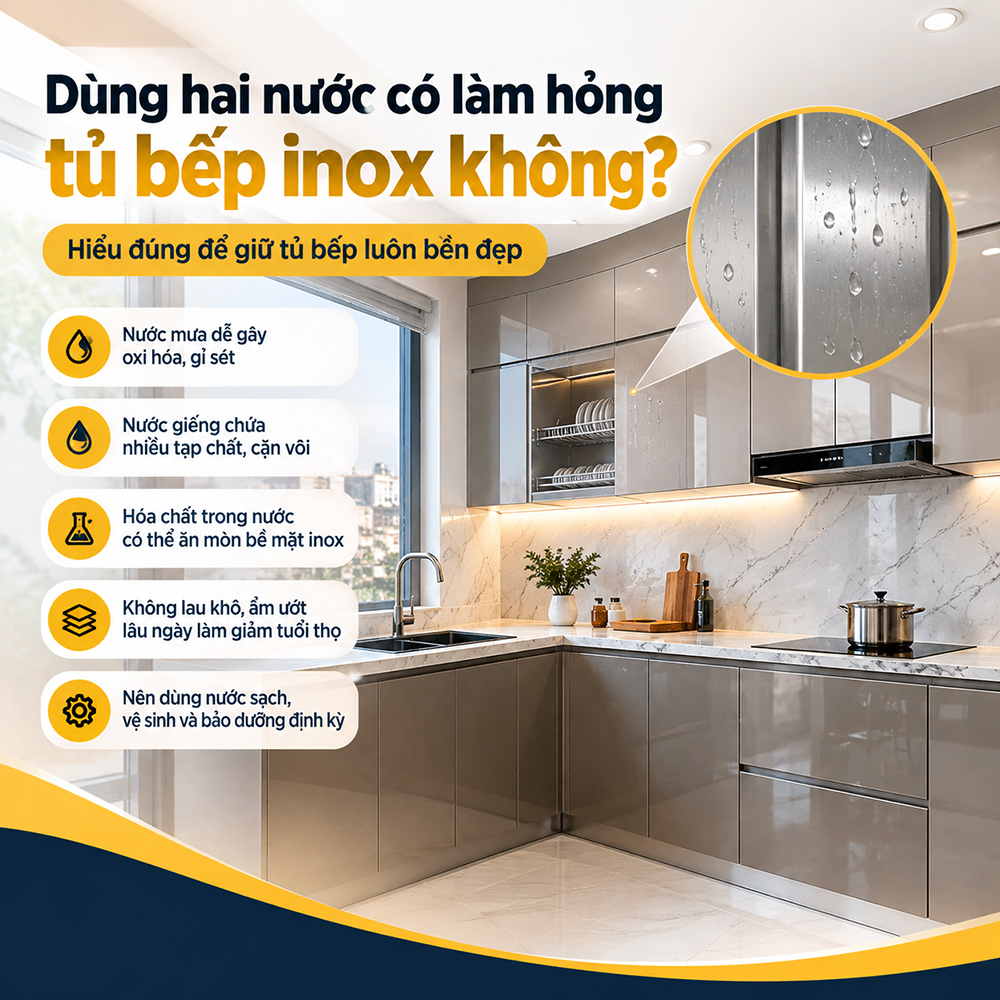 Đọng hơi nước làm mất thẩm mỹ của Tủ Bếp