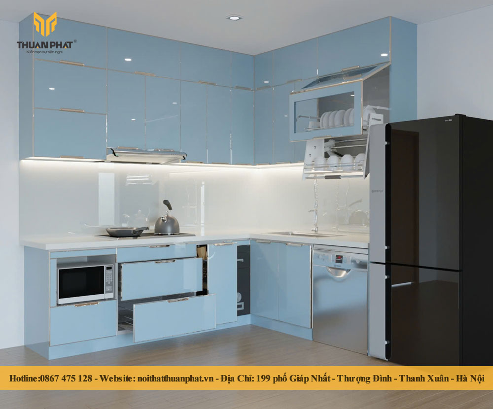 Tủ Bếp Inox Cánh Kính nhà anh Phóng Quan Nhân