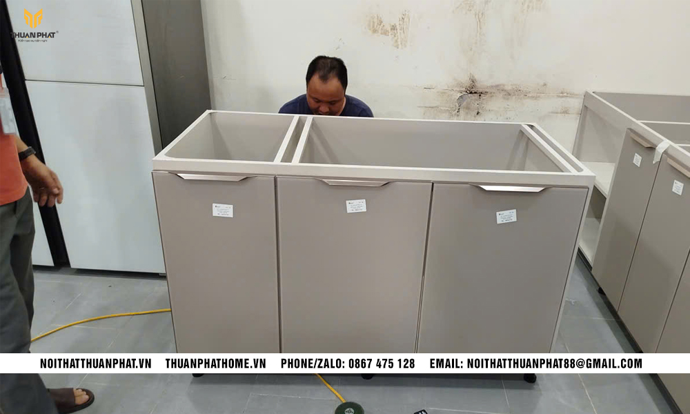 Tủ bếp sử dụng thùng nhựa Picomat chống ẩm tốt