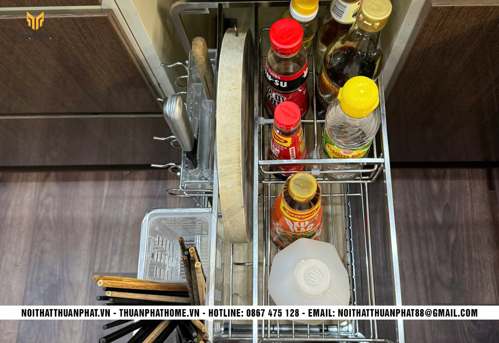 Giá dao thớt gia vị inox cho tủ bếp nhựa Acrylic