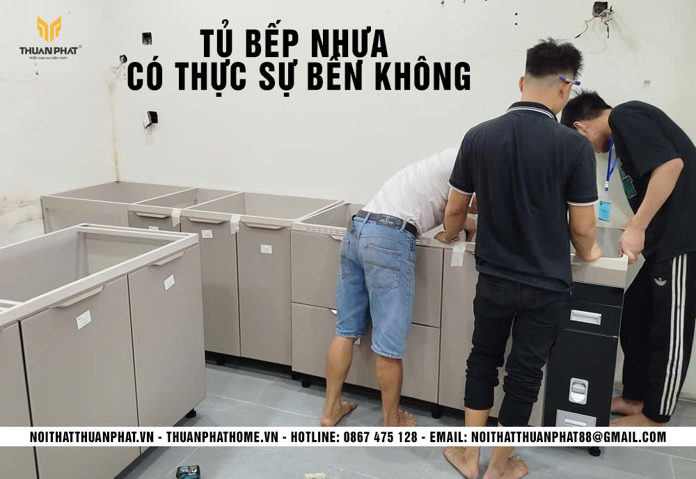Tủ bếp nhựa có bền không - mẫu tủ bếp nhựa Acrylic hiện đại