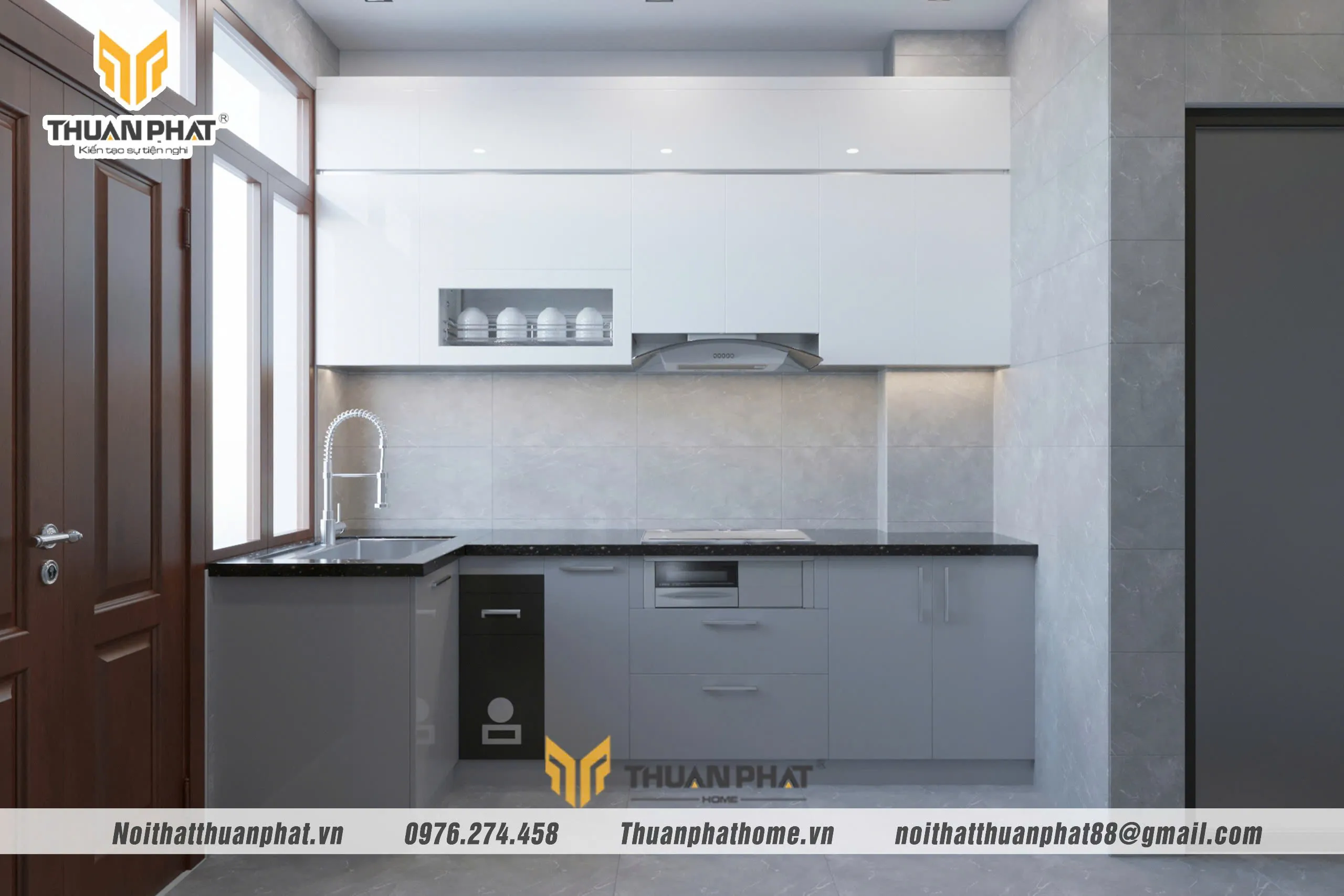 Hai gam màu được khách hàng lựa chọn nhiều nhất khi phối màu tủ bếp