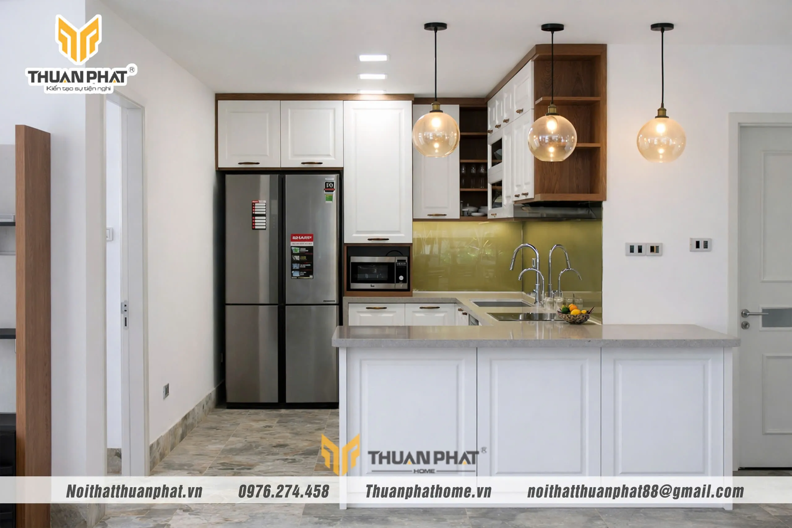 Hình ảnh thực tế tủ bếp nhựa cánh sơn inchem Mỹ 