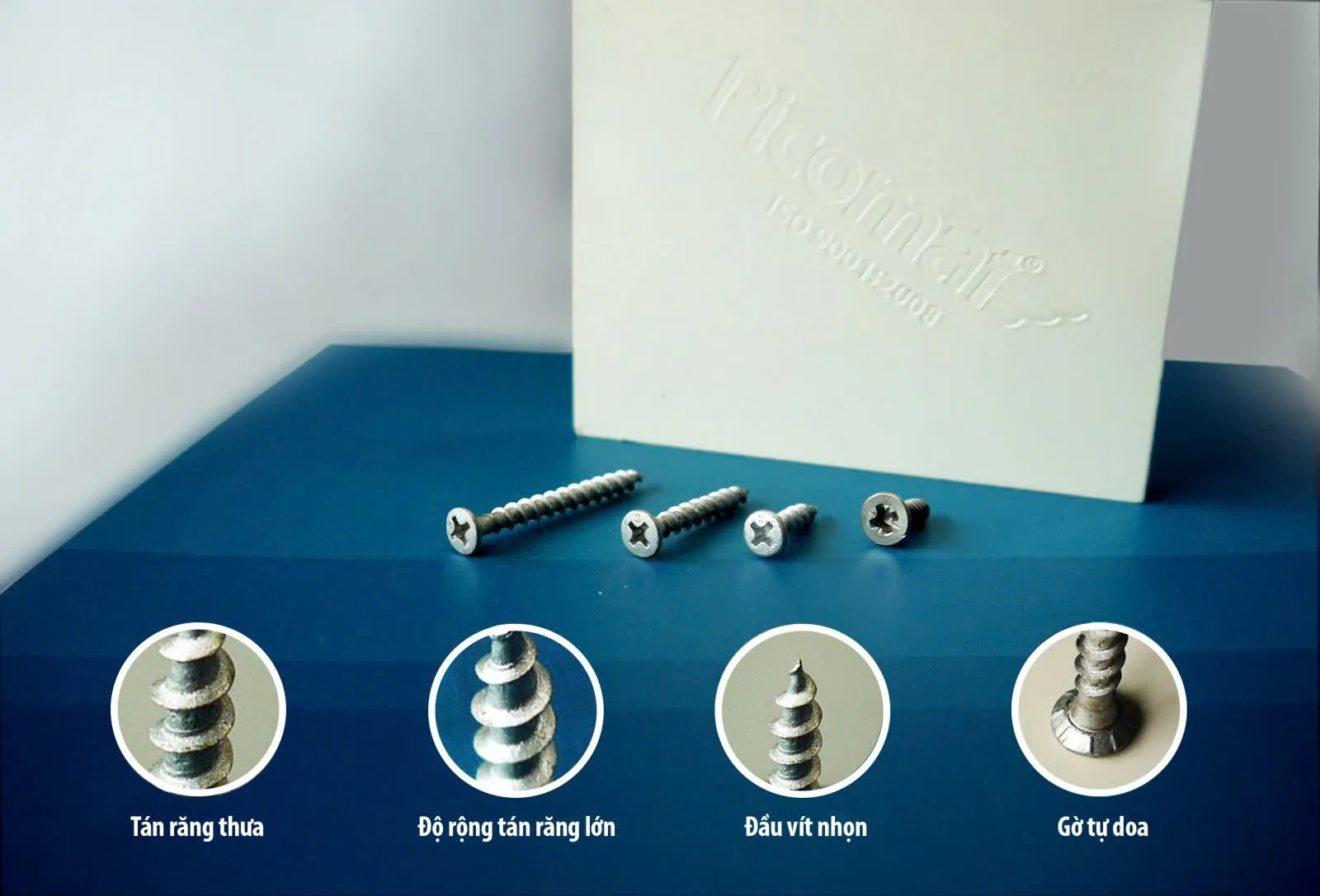 Đặc điểm của vít 555 chuyên dụng được Picomat khuyến cáo sử dụng cho tủ bếp nhựa cao cấp.