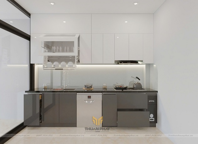 Mẫu tủ bếp nhựa cánh Acrylic giá rẻ tối ưu chi phí cho bếp nhỏ