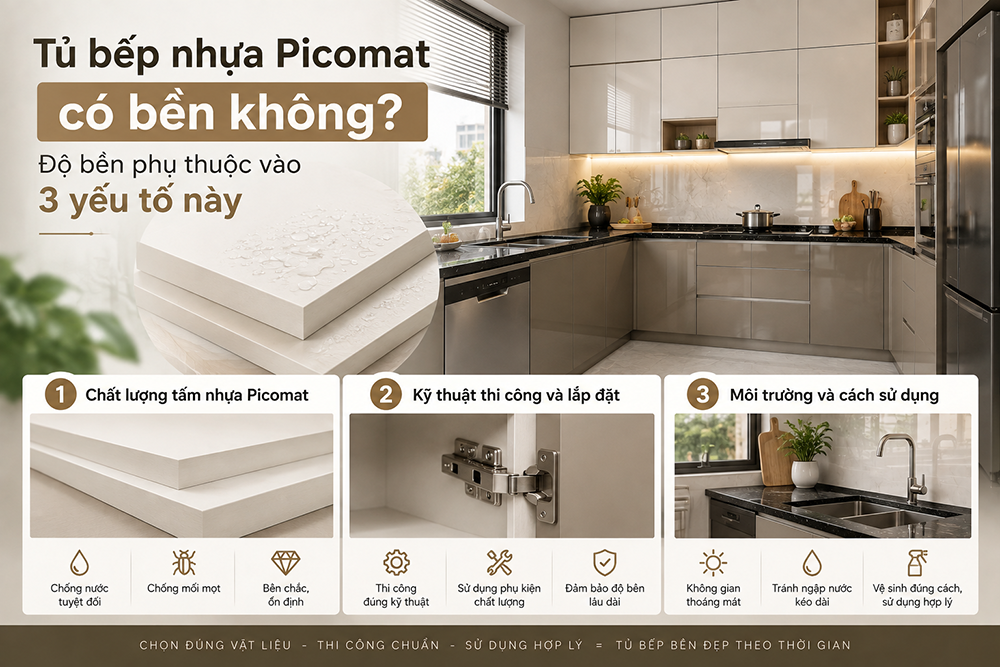 Tủ Bếp Nhựa Picomat Có Bền Không? 3 Yếu Tố Quyết Định