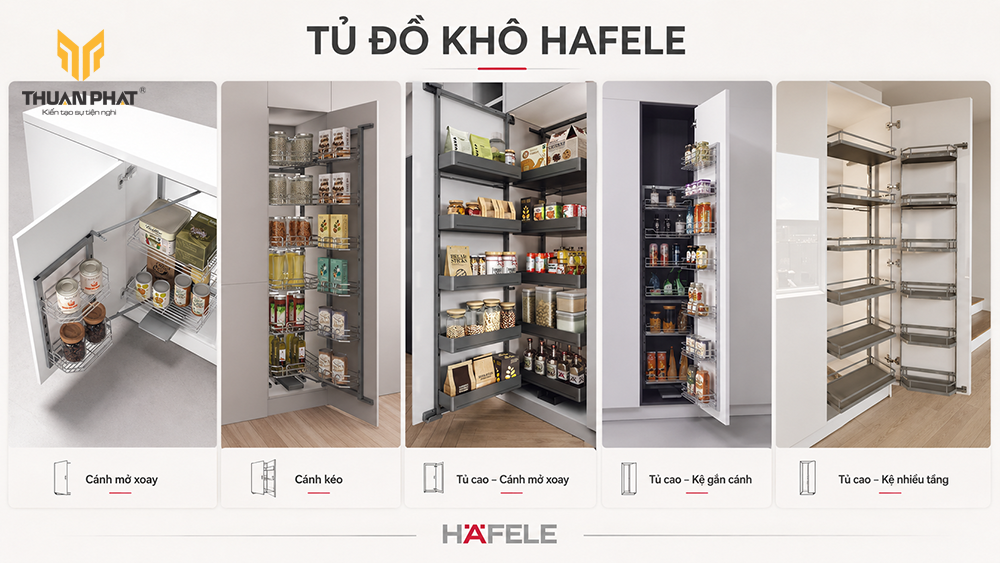 Tủ đồ khô Hafele cho tủ bếp hiện đại
